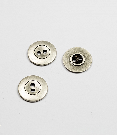 2 Hole Silver Matte Metal Button Size 24L x10